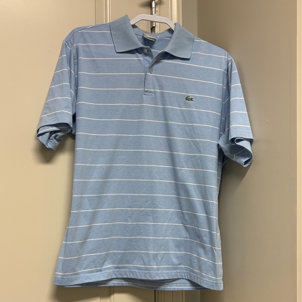 Lacoste Men's Light Blue Polo with White Stripes